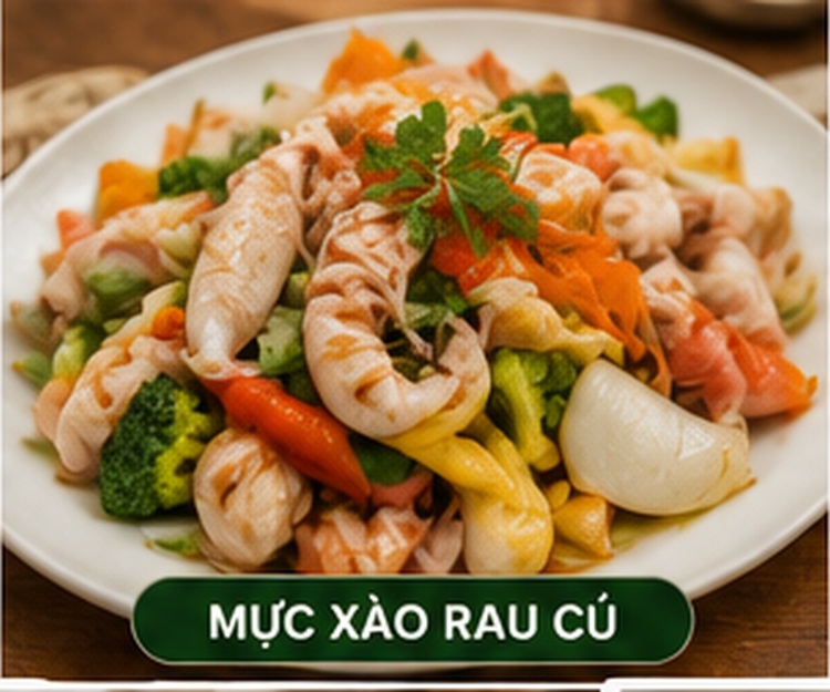 Mực xào rau củ